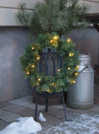 Alaska krans med belysning 38 cm - Grønn - Hage - Dyrking & hagearbeid - Planter - Prydplanter - Dørkranser