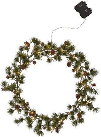 Larix Krans med belysning 40 cm - grønn med brune kongler - Hage - Dyrking & hagearbeid - Planter - Prydplanter - Dørkranser