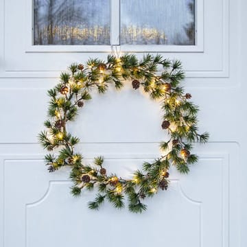 Larix Krans med belysning 40 cm - grønn med brune kongler - Hage - Dyrking & hagearbeid - Planter - Prydplanter - Dørkranser