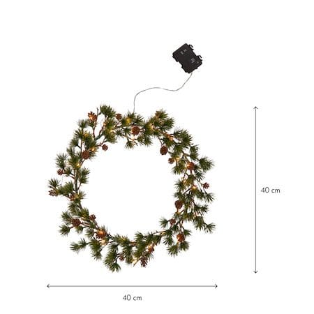 Larix Krans med belysning 40 cm - grønn med brune kongler - Hage - Dyrking & hagearbeid - Planter - Prydplanter - Dørkranser