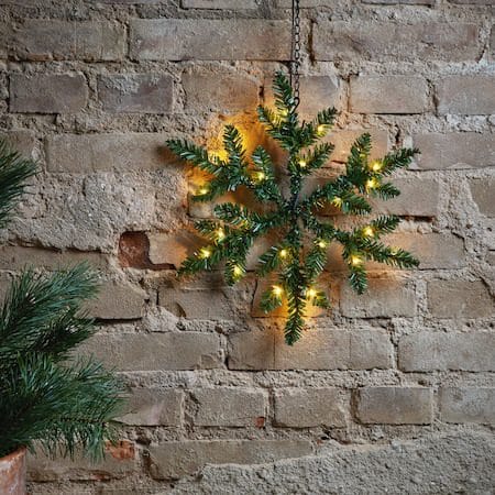 Snowflake krans med belysning 40 cm - Grønn - Hage - Dyrking & hagearbeid - Planter - Prydplanter - Dørkranser