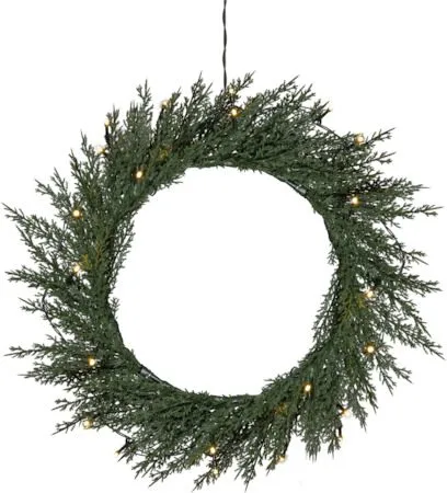 Thuja krans med belysning 40 cm - Grønn - Hage - Dyrking & hagearbeid - Planter - Prydplanter - Dørkranser