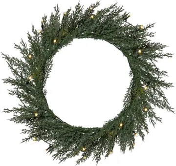 Thuja krans med belysning 40 cm - Grønn - Hage - Dyrking & hagearbeid - Planter - Prydplanter - Dørkranser