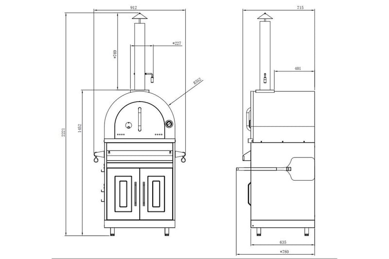 Inox Range - 430SS Stainless - Pizzaovn - Myoutdoorkitchen - Pizzaovn & vedovner