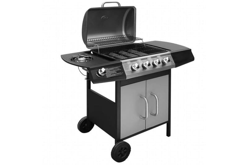 Gassgrill 4+1 kokesone svart og sølv - Hage - Griller - Gassgrill