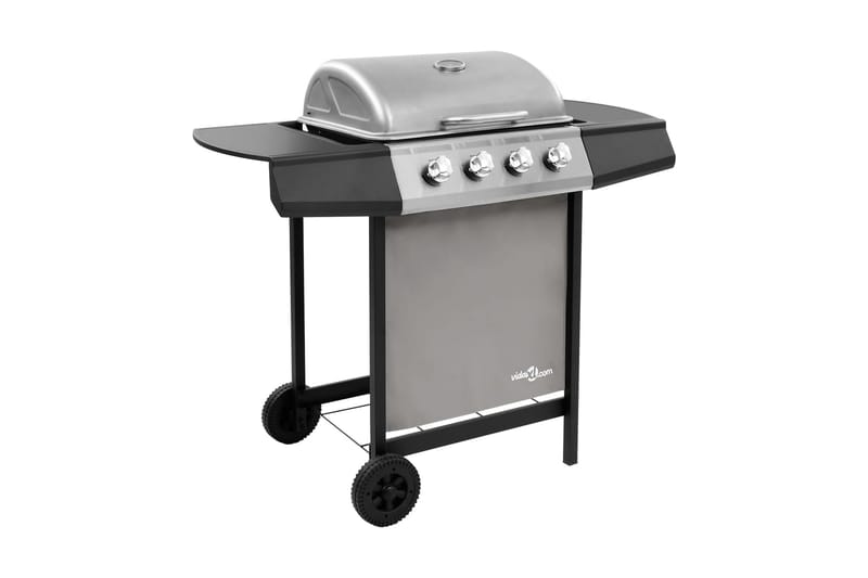 Gassgrill med 4 brennere svart og sølv - Silver - Gassgrill