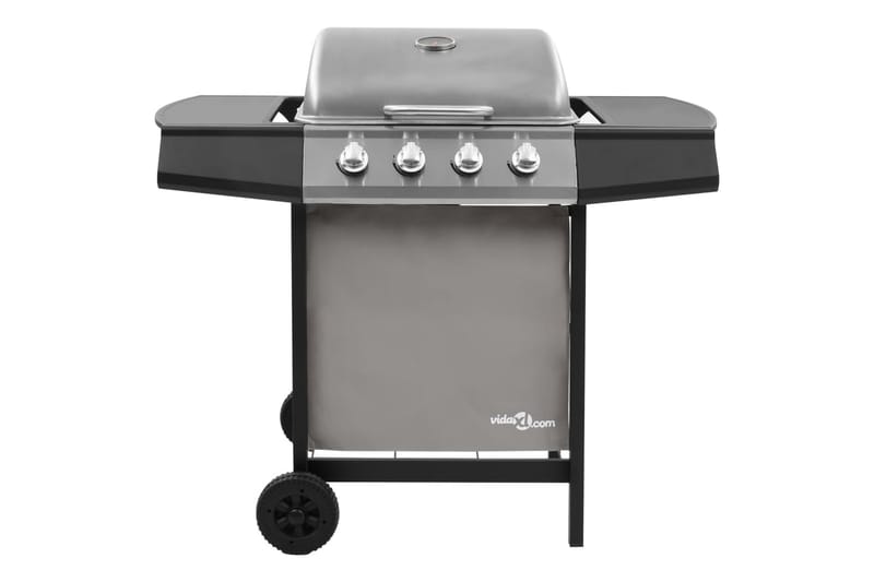 Gassgrill med 4 brennere svart og sølv - Silver - Gassgrill