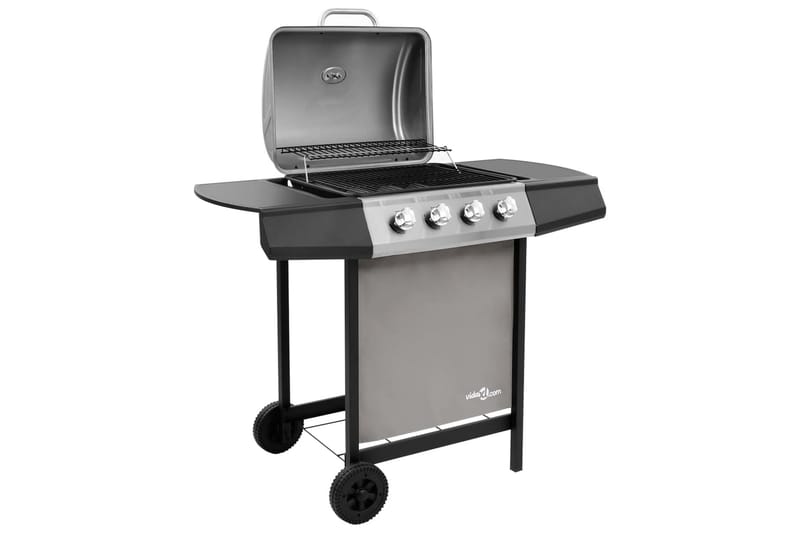 Gassgrill med 4 brennere svart og sølv - Silver - Gassgrill