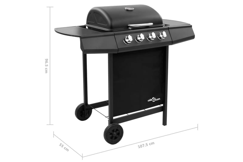 Gassgrill med 4 brennere svart - Svart - Hage - Griller - Gassgrill