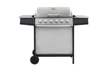 Gassgrill med 6 kokesoner rustfritt stål sølv - Hage - Griller - Gassgrill