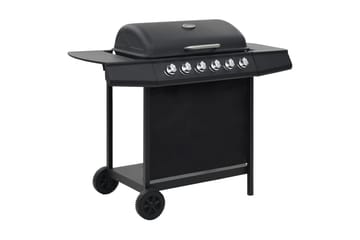 Gassgrill med 6 kokesoner stål svart - Hage - Griller - Gassgrill