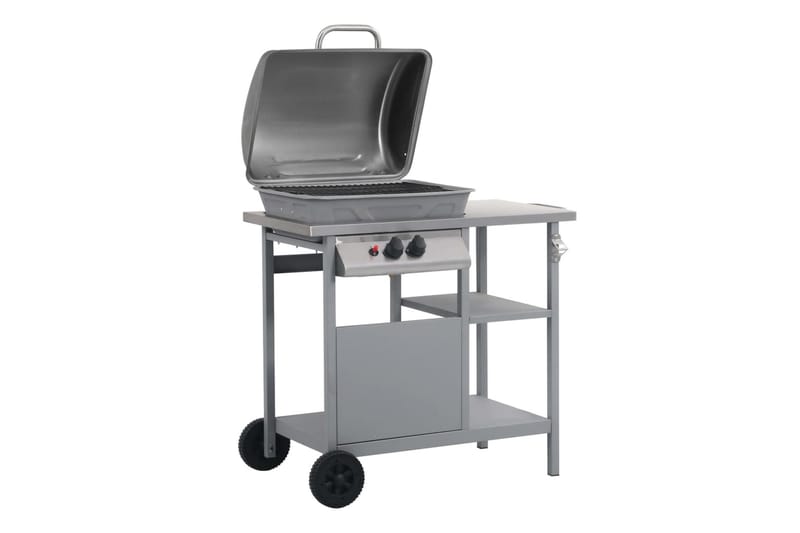 Gassgrill med sidebord i 3 etasjer sølv - Hage - Griller - Gassgrill