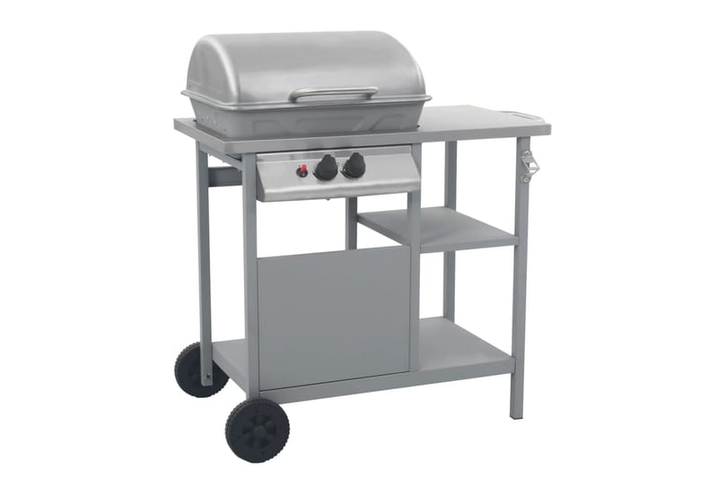 Gassgrill med sidebord i 3 etasjer sølv - Gassgrill