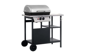 Gassgrill med sidebord i 3 etasjer svart og sølv - Hage - Griller - Gassgrill