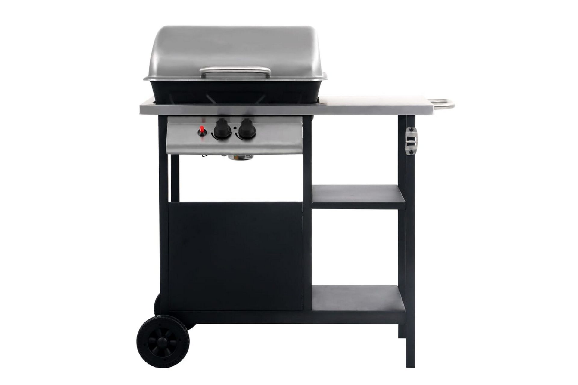 Gassgrill med sidebord i 3 etasjer svart og sølv - Hage - Griller - Gassgrill