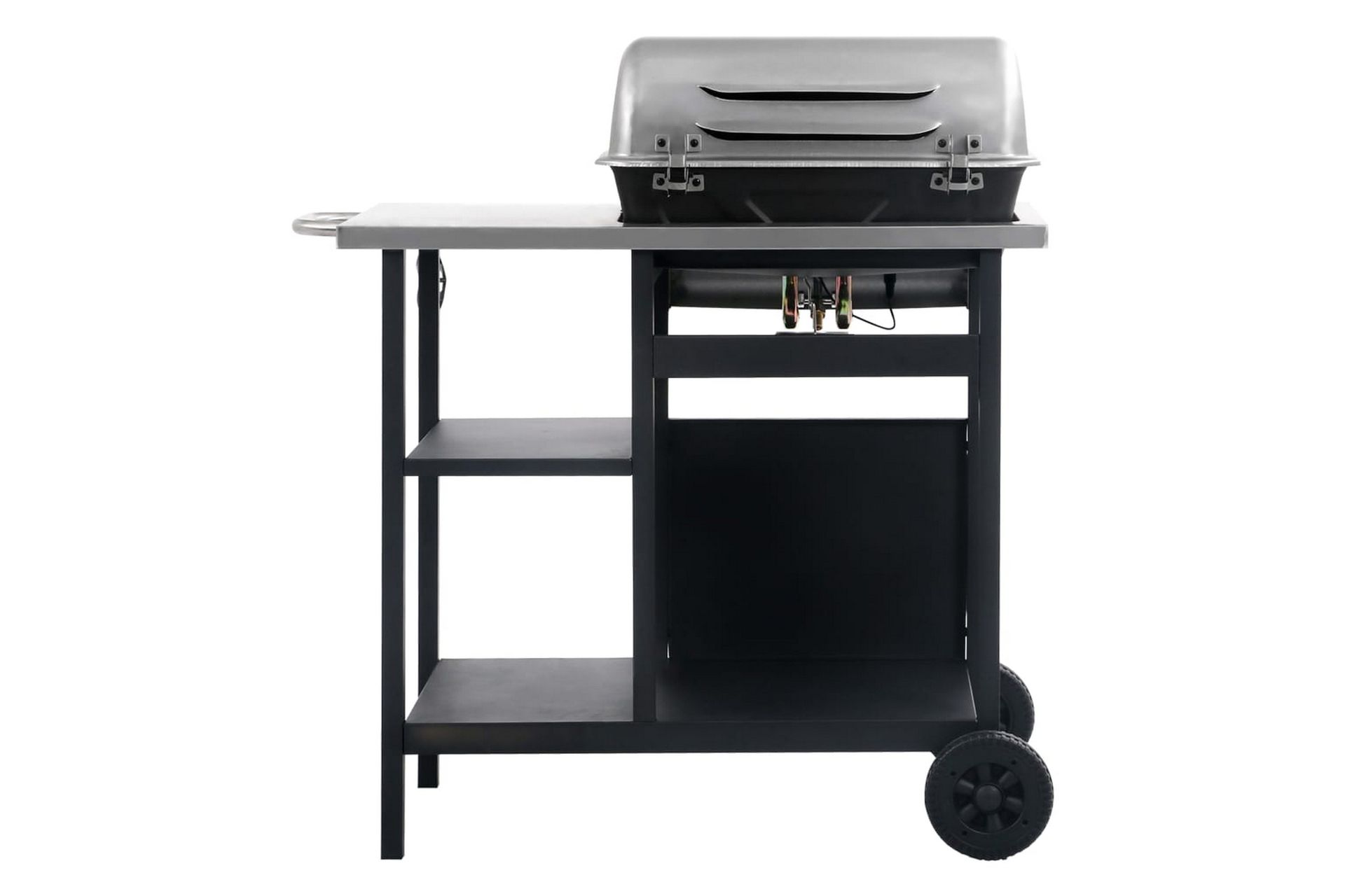 Gassgrill med sidebord i 3 etasjer svart og sølv - Hage - Griller - Gassgrill