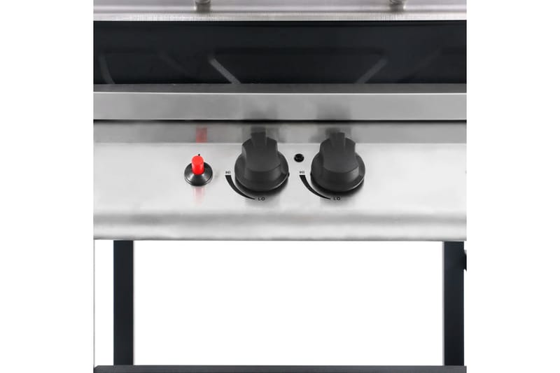 Gassgrill med sidebord i 3 etasjer svart og sølv - Gassgrill