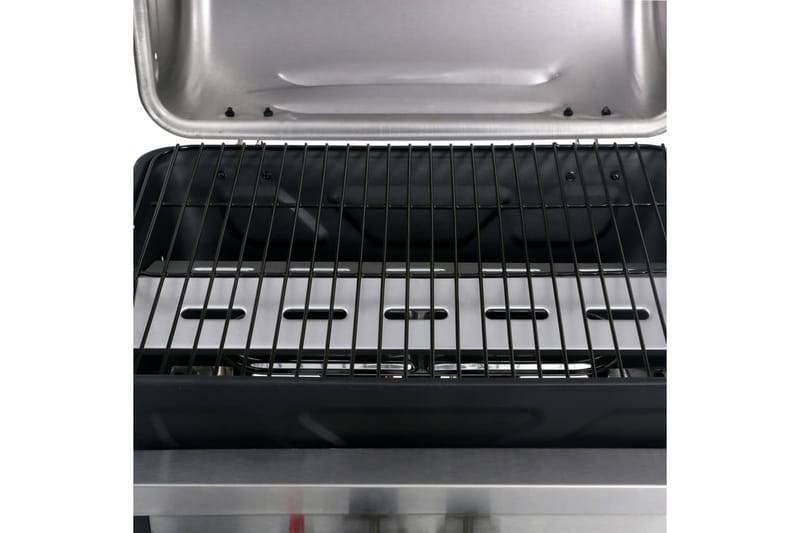 Gassgrill med sidebord i 3 etasjer svart og sølv - Hage - Griller - Gassgrill