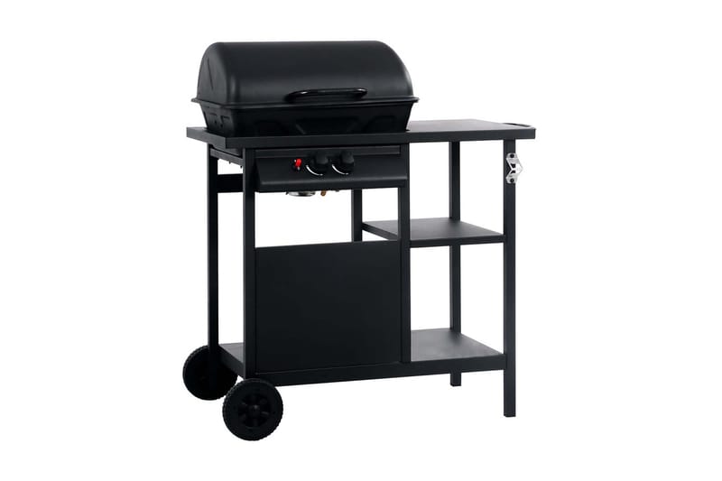 Gassgrill med sidebord i 3 etasjer svart - Hage - Griller - Gassgrill