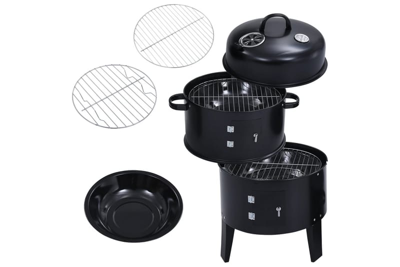 3-i-1 Røykgrill 40x80 cm - Svart - Hage - Griller - Grilltilbehør