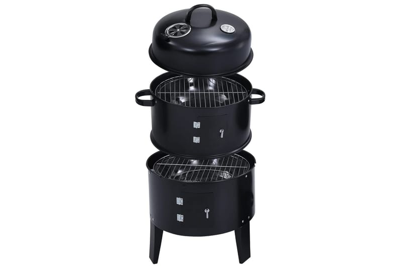 3-i-1 Røykgrill 40x80 cm - Svart - Hage - Griller - Grilltilbehør