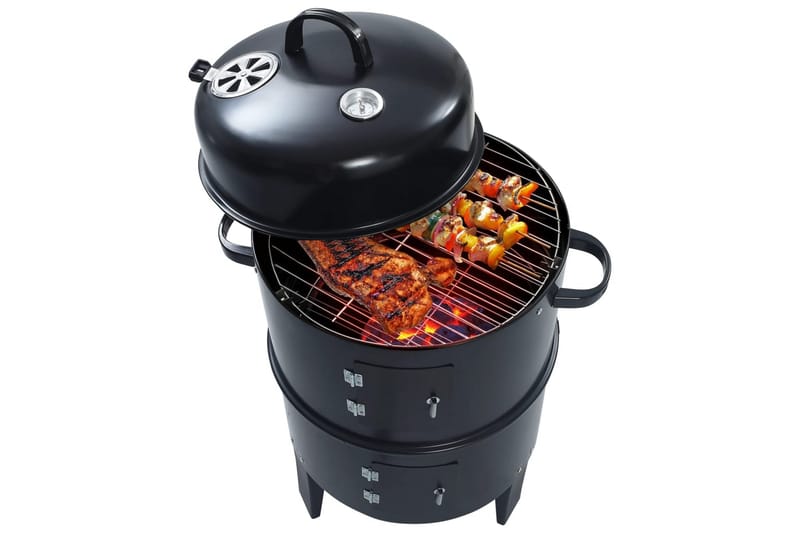 3-i-1 Røykgrill 40x80 cm - Svart - Hage - Griller - Grilltilbehør