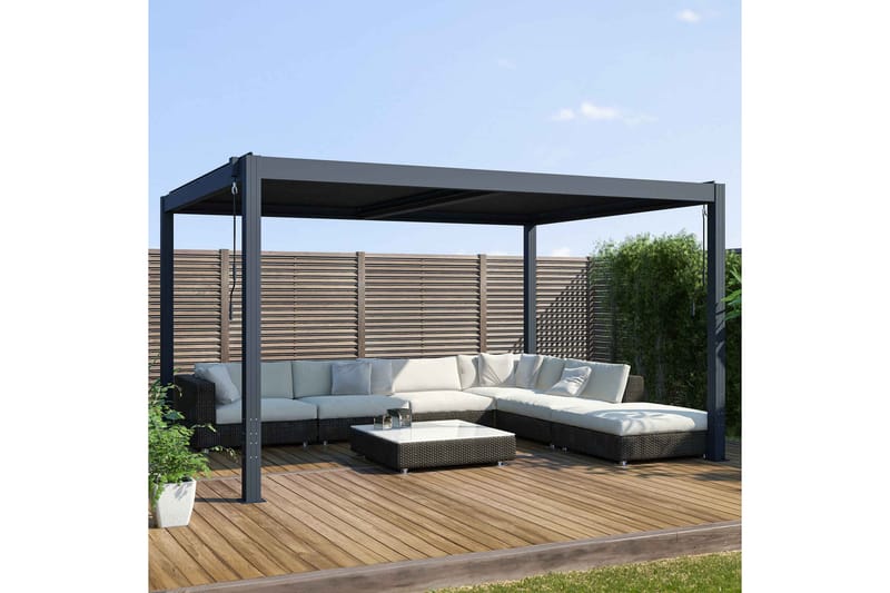Fornorth Pergola Lounge 4x3 m - Mørk Grå - Hagemøbler - Solbeskyttelse - Pergola