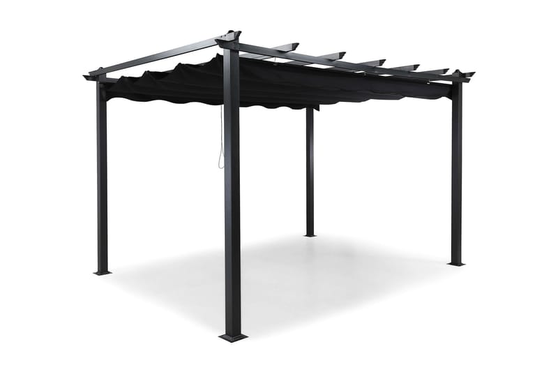 Frittstående pergola med sammenleggbart tak for terrasse og hage 4x3 - Svart / Aluminium - Hagemøbler - Solbeskyttelse - Pergola
