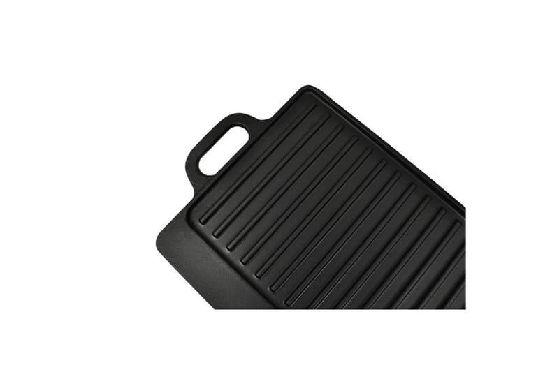 Grillplate i støpejern 38x23 cm vendbar - Svart - Hage - Griller - Grilltilbehør