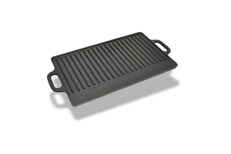 Grillplate i støpejern 38x23 cm vendbar - Svart - Hage - Griller - Grilltilbehør