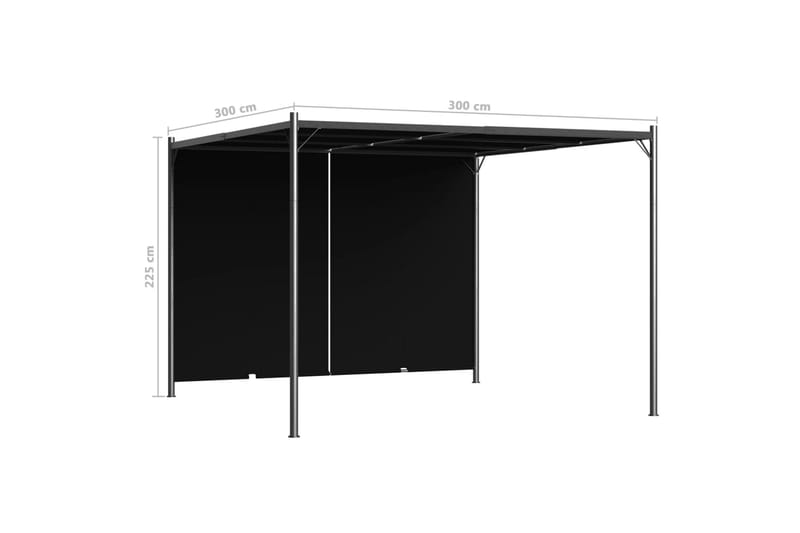 Hagepergola med uttrekkbart tak 3x3 m antrasitt - Grå - Hagemøbler - Solbeskyttelse - Pergola