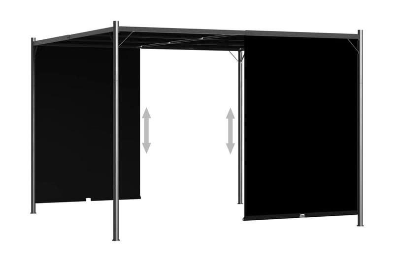 Hagepergola med uttrekkbart tak 3x3 m antrasitt - Grå - Hagemøbler - Solbeskyttelse - Pergola