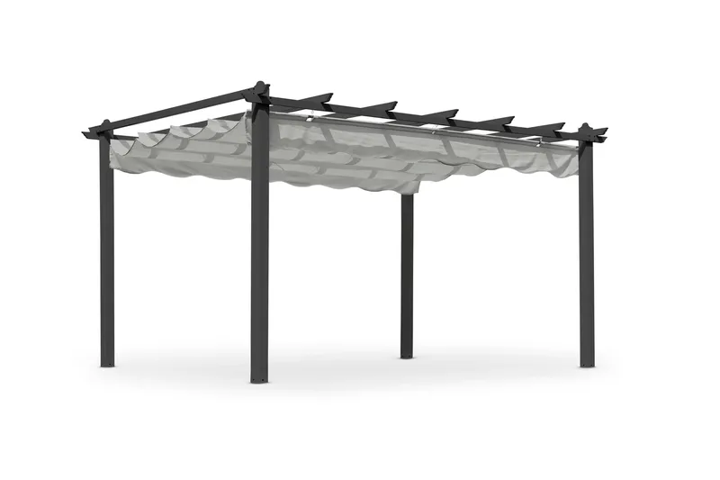 Hillerstorp Skanör Pergola 300 x 400 cm - Svart/Hvit - Hagemøbler - Solbeskyttelse - Pergola