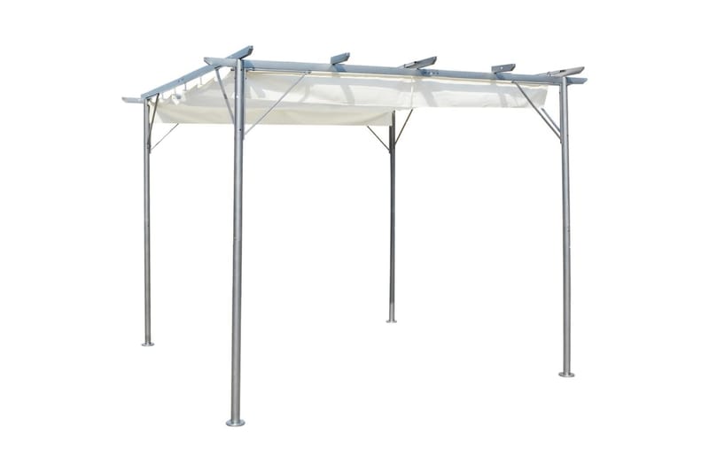 Pergola med uttrekkbart tak hvit 3x3 m stål - Krem - Hagemøbler - Solbeskyttelse - Pergola