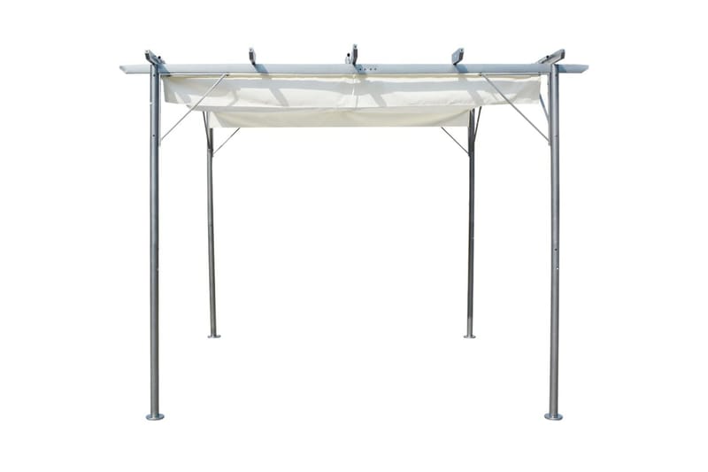 Pergola med uttrekkbart tak hvit 3x3 m stål - Krem - Hagemøbler - Solbeskyttelse - Pergola
