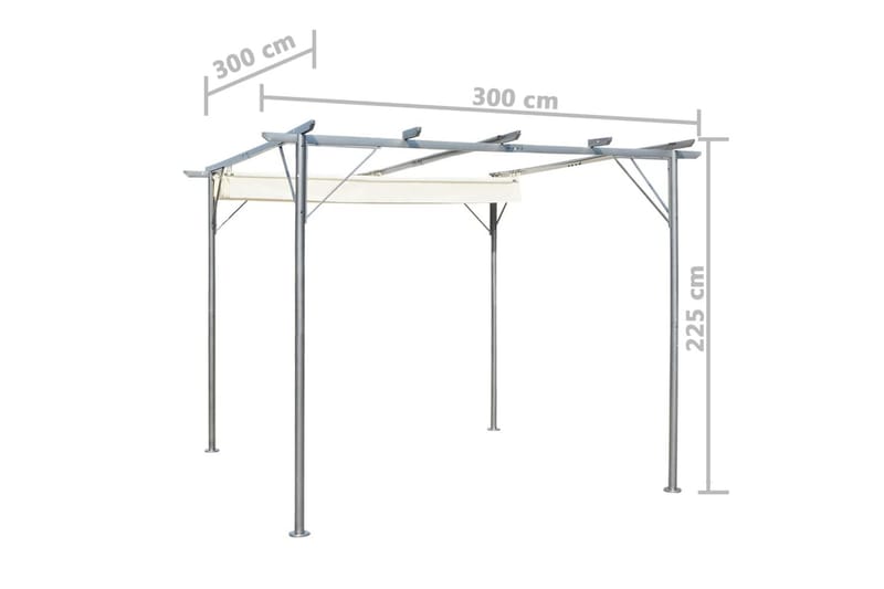 Pergola med uttrekkbart tak hvit 3x3 m stål - Krem - Hagemøbler - Solbeskyttelse - Pergola
