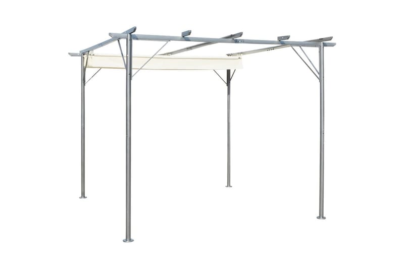 Pergola med uttrekkbart tak hvit 3x3 m stål - Krem - Hagemøbler - Solbeskyttelse - Pergola