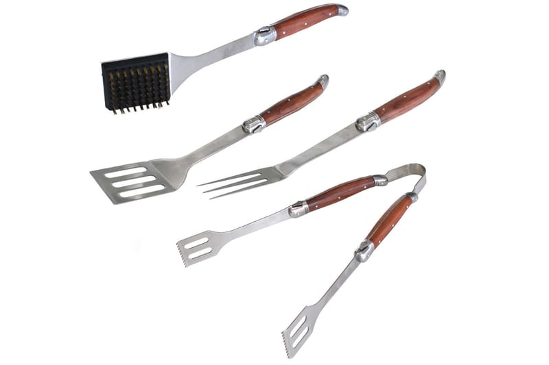 Grillverktøy - 4 deler - Tre|Sølv - Hage - Griller - Grilltilbehør - Grillbestikk