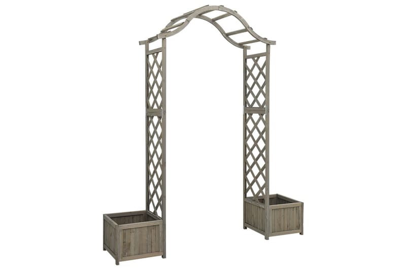 Hagepergola med blomsterkasse grå heltre gran - Grå - Hagemøbler - Solbeskyttelse - Pergola
