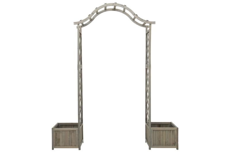 Hagepergola med blomsterkasse grå heltre gran - Grå - Hagemøbler - Solbeskyttelse - Pergola