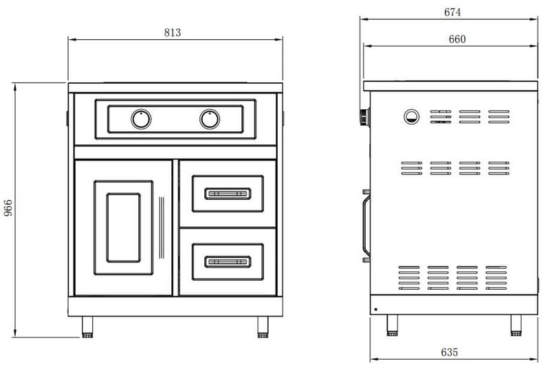 Inox Range - Modul med sidebrenner - Myoutdoorkitchen - Grilltilbehør - Grillwok & stekeplate