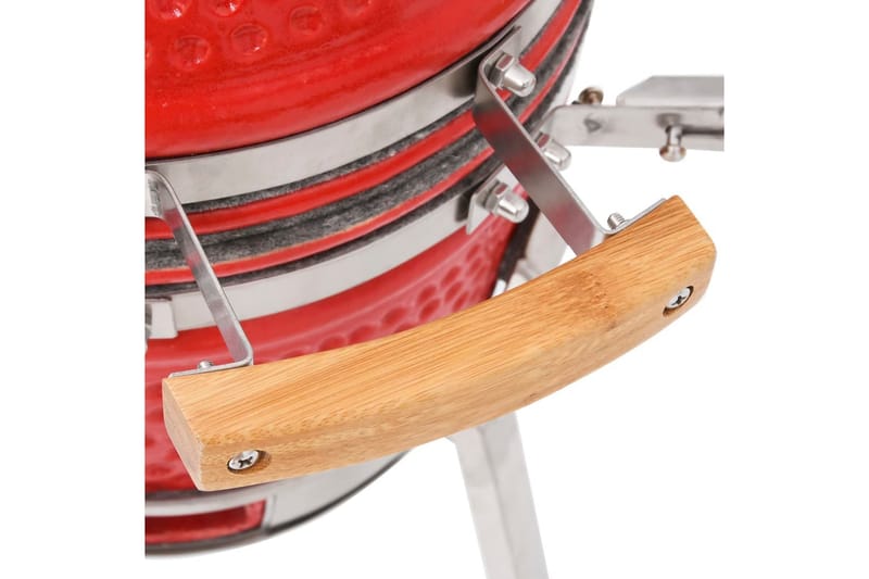Kamado Kullgrill med röyker keramisk 76 cm - Röd - Hage - Griller - Grilltilbehør