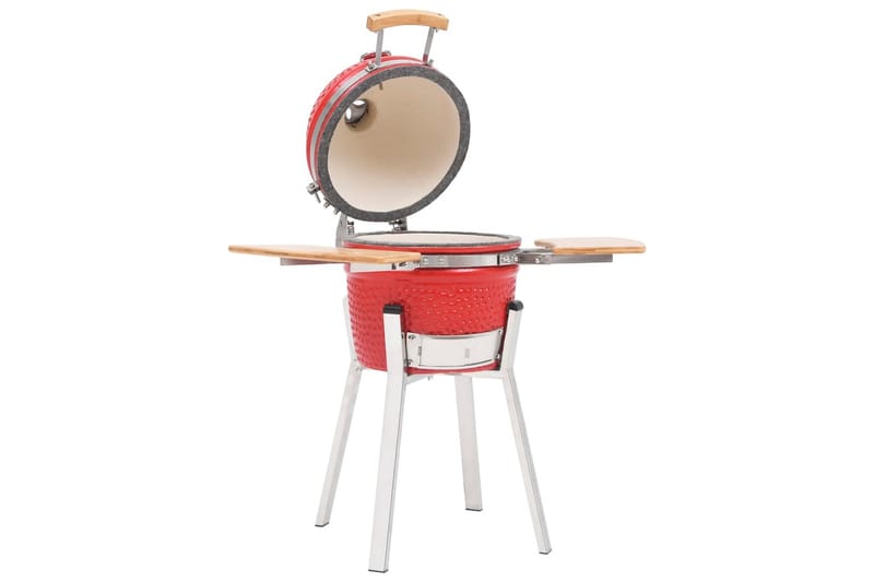 Kamado Kullgrill med röyker keramisk 76 cm - Röd - Hage - Griller - Grilltilbehør