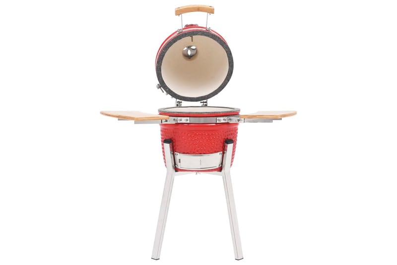 Kamado Kullgrill med röyker keramisk 76 cm - Röd - Hage - Griller - Grilltilbehør