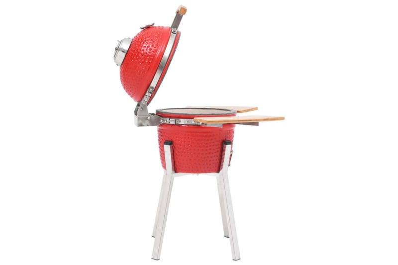 Kamado Kullgrill med röyker keramisk 76 cm - Röd - Hage - Griller - Grilltilbehør