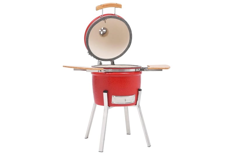 Kamado Kullgrill med röyker keramisk 81 cm - Röd - Hage - Griller - Grilltilbehør