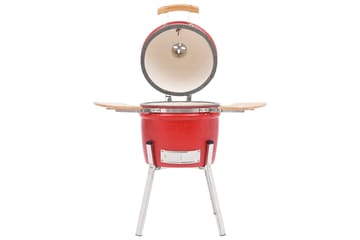 Kamado Kullgrill med röyker keramisk 81 cm - Röd - Hage - Griller - Grilltilbehør