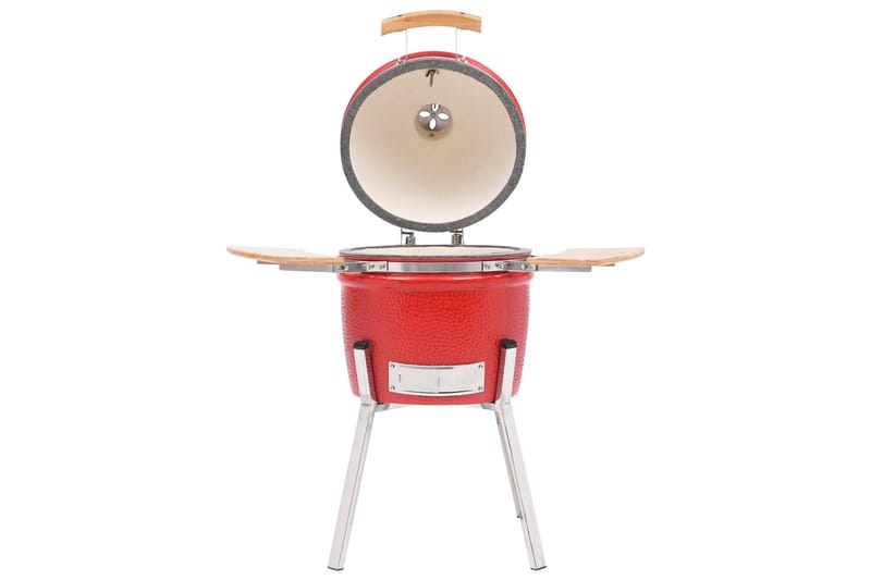 Kamado Kullgrill med röyker keramisk 81 cm - Röd - Hage - Griller - Grilltilbehør