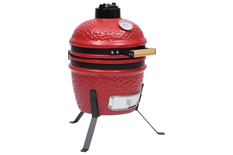 Kullgrill med röyker Kamado keramisk 56 cm röd - Röd - Grilltilbehør - Røyk & røykgriller