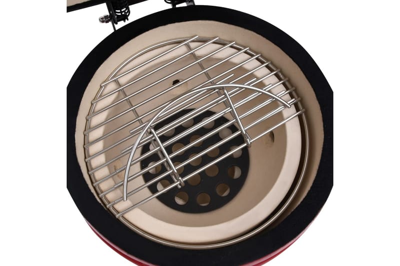 Kullgrill med röyker Kamado keramisk 56 cm röd - Röd - Hage - Griller - Grilltilbehør